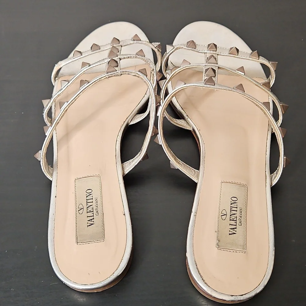 Valentino Garavani Rockstud Slide Sandals, Size 37 1/2 (7.5)